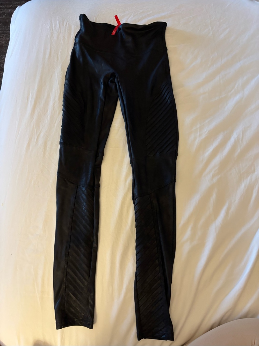 SPANX Faux Leather Moto Leggings Black Size Small S/P